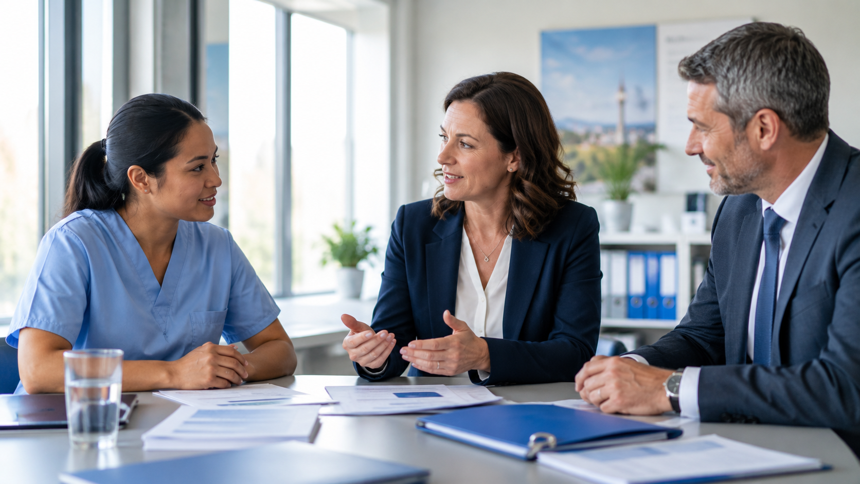 Arbeitgeber und internationale Pflegekraft planen gemeinsam den Anerkennungsprozess in Hessen