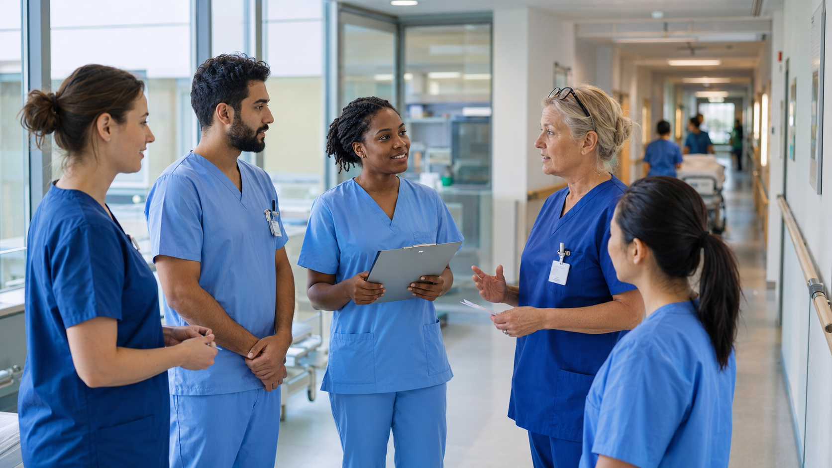 Internationale Pflegekraft wird in ein hessisches Pflegeteam eingearbeitet